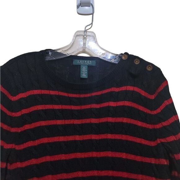 Ralph Lauren Women's Black and Red Stripe Sweater Sz Petite Small - Picture 4 of 6